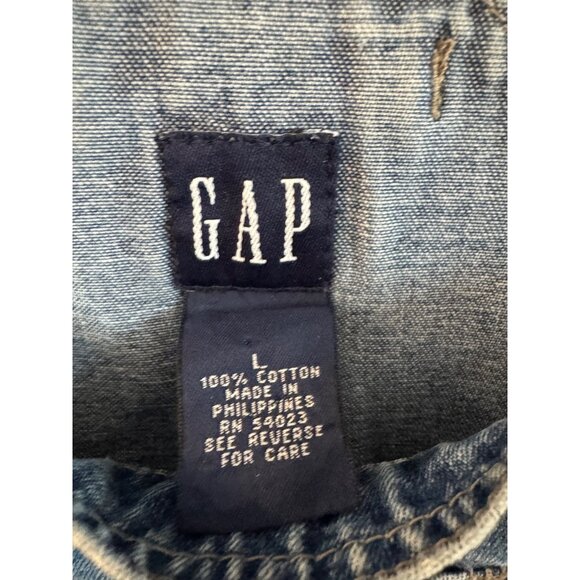 Gap Denim Overalls Womens Large Blue Adjustable Straps Casual Pockets Made In Ph - Picture 2 of 4